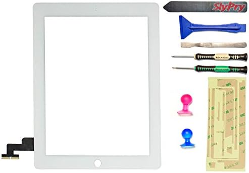 New white iPad 2 Digitizer Touch Screen Front Glass Assembly - Includes Adhesive with SlyPry® tools kit