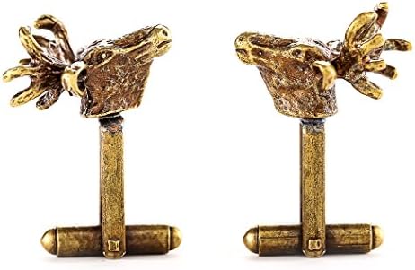 Famgem Men's Cufflinks Deer Reindeer Unique Anti-brass - 3D French Cuff Links for Mens - Hunters Wedding Groomsmans Gift / with a Free Gunny Gift Bag - Unique Novelty Animal Collection