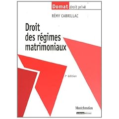 Droit des r�gimes matrimoniaux