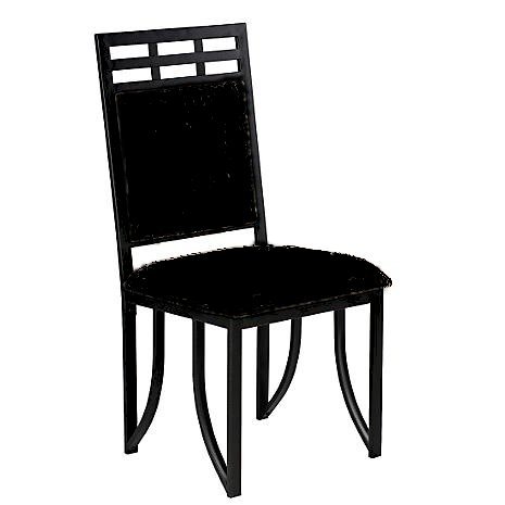 2 New Matrix Style black metal dining side chairs with black cushion
