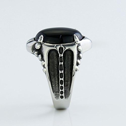 Liuanan Jewelry Mens Retro Gothic Black Classic Stainless Steel Punk Ring (8)