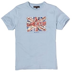 Ben Sherman Mens Union Jack T-Shirt Blue Fog