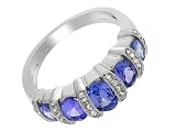 18ct White Gold Tanzanite And Diamond Ladies Ring Size M