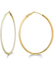 Micro Prong 14K Gold over Sterling Silver Diamond 0.42ct oval hoop Earring (H-I, I2-I3)