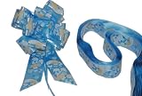10 Stück - XL Schleife Baby Junge blau Teddy ca. 17 cm Durchmesser Geburt Neugeboren