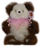 Alpaca Bear. Genuine Multi Colored Alpaca Teddy Bear With Pink Roses Collar. 14 Inches high.
