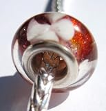Murano Style Glass Lampwork Bead Fits Pandora Jacinth with White Flowers 14mm (3)