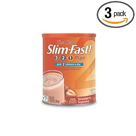 Slim-Fast Optima Meal Shake Mix, Strawberry Supreme, 12.83-Ounce Canisters (Pack of 3)