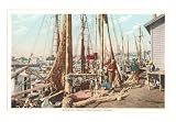 Mending Nets, Nantucket, Mass. Scenic Art Poster Print, 18x13