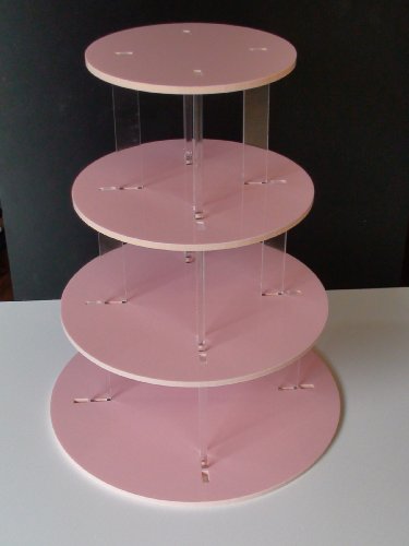 Cakestandz 4 Tier Baby Pink 5mm Thick Acrylic Cup Cake Fairy Stand by Classikool®