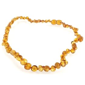 Amber Teething Necklace - Baroque Style - Honey Colour