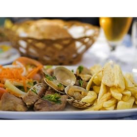 Pork and Clams, a Traditional Portuguese MealLisbon, Portugal Cuisine Photographic Poster Print by Greg Elms, 12x9