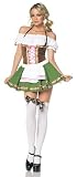 Leg Ave Women's 2 Piece Gretchen Includes Dress With Trim And Stockings With Bows, Brown/Green, Medium