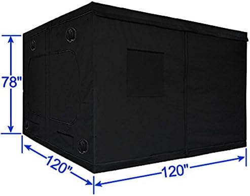 Reflective Mylar 120" X 120" X 78" Hydroponics Grow Tent Hydro Box Hut Cabinet with Large View Window