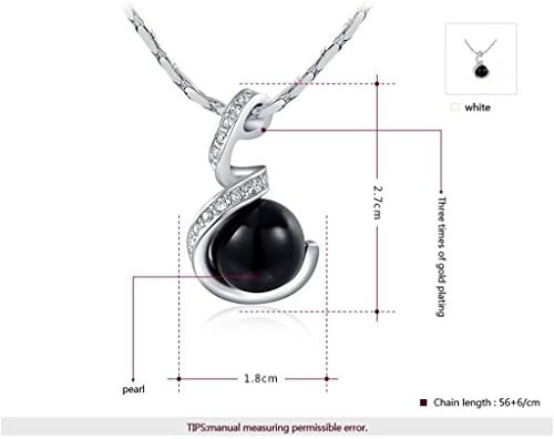 TIDOO Jewelry Fashion Womens Vintage Platinum Plated Black Pearl Earring Necklace Jewelry Sets With Austrian Crystal And Cubic Zicons 100% Man-made Trendy Elegance ,Best Gift For Mother's Day Lover Party Wedding Anniversary Engagement Valentine's Day And Christmas