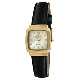 Peugeot Womens 3023BK Gold-Tone Black Leather 