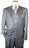 Steve Harvey Metallic Liquid Silver Code Red Super 120's Silky Sharkskin Wool Vested Wideleg Suit By Zanetti