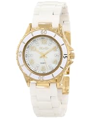 XOXO Womens XO2004 Swarovski Crystal Accented Gold-Tone White Ceramic Bracelet Watch