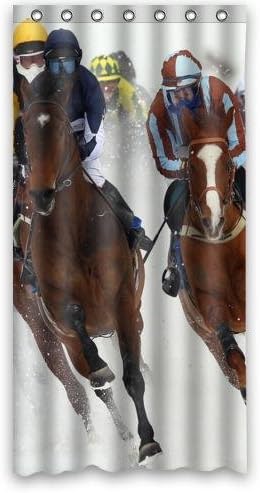 1 piece window curtain Custom Horse Racing Polyester Fabric 52"x 84"