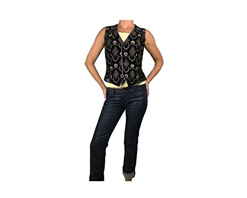 Ralph Lauren Black Label Velvet Multi Color Embroidered Vest Size 6