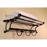 20 Oil Rubbed Bronze Paris Hotel or Train Rack style Towel Shelf with Hooks by Taymor