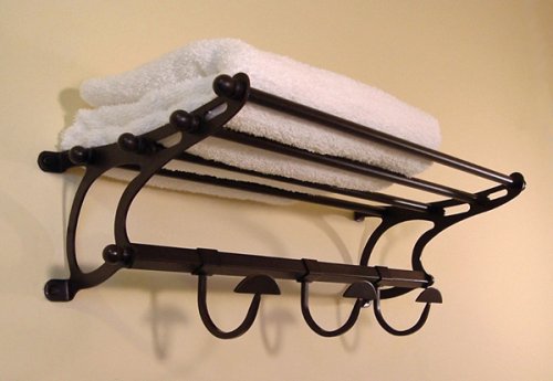 Childrens Toyshop  Tools & Hardware : Oil Rubbed Bronze Paris Hotel or Train Rack style Towel Shelf with Hooks