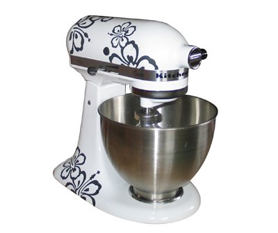 Zubehör Dekor Tattoo Aufkleber für Kitchen Aid Küchenmaschine Hibiskus - Kitchenaid 2-SET anthrazit vinyl