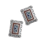 Sterling Silver Chip Inlay Rectangle Earrings