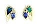  : 14K TANZANITE BLACK OPAL INLAY EARRINGS