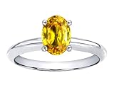 41a%2BKGMS73L. SL160  1.00 cttw Genuine Yellow Sapphire Solitaire Engagement Ring in 14k White Gold Size 4.5