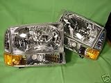 1999 - 2004 SUPER DUTY EURO HEADLIGHTS 4PC SET 2000 2001 2002 2003 SUPERDUTY EXCURSION 99 00 01 02 03 04 F250 F350 F450 HEADLIGHT HEADLAMP HEADLAMPS KING RANCH HARLEY DAVIDSON