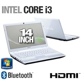Sony VAIO VPCCW22FX/W Notebook PC - Intel I3 330M 2.13GHz, 4GB DDR3, 500GB HDD, DVDRW, 14