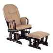 Madison Deluxe Glider Rocker and Ottoman Set- Espresso Finish with Coffee Micro Fiber