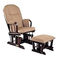Madison Deluxe Glider Rocker and Ottoman Set- Espresso Finish with Coffee Micro Fiber