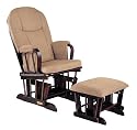 Madison Deluxe Glider Rocker and Ottoman Set- Espresso Finish with Coffee Micro Fiber