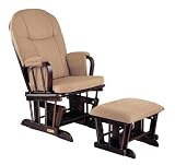Madison Deluxe Glider Rocker and Ottoman Set- Espresso Finish with Coffee Micro Fiber
