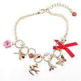 Chain Charm Bracelet, Gold & Red