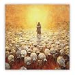 Christian Art Painting, The Shepherd, 24 X 24 " Print (Frame Not Included)