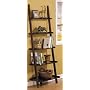 Dark Espresso Brown Leaning Bookcase Bookshelf