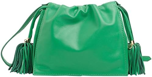 Hotwt Women's Leather Sheepskin Soft Tassel Shoulder Bag Cross Body Handbag Satchel Purse (Blue)