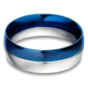 Cobalt Blue Stainless Steel Mens Ring