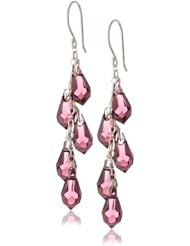 Sterling Silver Swarovski Elements Amethyst Colored Faceted Multi-Teardrop Earrings