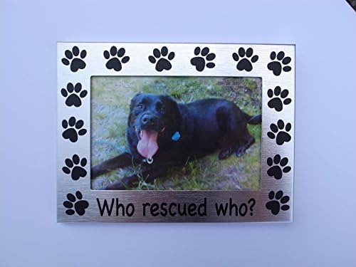 Visor Frame (Brushed Silver) "Who Rescued Who" - A Picture Frame for Your Car
