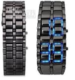 Montre Homme Led Bleu- Acier Noir Titane