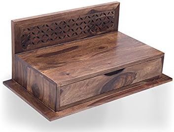 Sheeham Wood Handcrafted Wall Temple, Mandir, Pooja Ghar Prayer Shelf for Homes, Offices, Shops