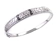 Sterling Silver 2-Bar Black Diamond Textured Bangle Bracelet (1/4 cttw)