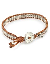 M.Cohen Hand made Designs Orange Wax Cord with Sterling Silver Stamp Bead