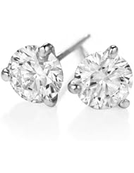 1.00ct Martini Set 3 Prong Round Diamond 14k White Gold Stud Earrings H-I / SI