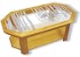 Oak Glass Top Coffee Table With Moose Etched Glass - Moose Coffee Table Furniture - Unique Moose Gift Ideas - Fully Assembled - 39" x 22" x 15" high