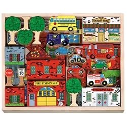 Deluxe Wooden 53-Piece Town Blocks Set by Melissa & Doug